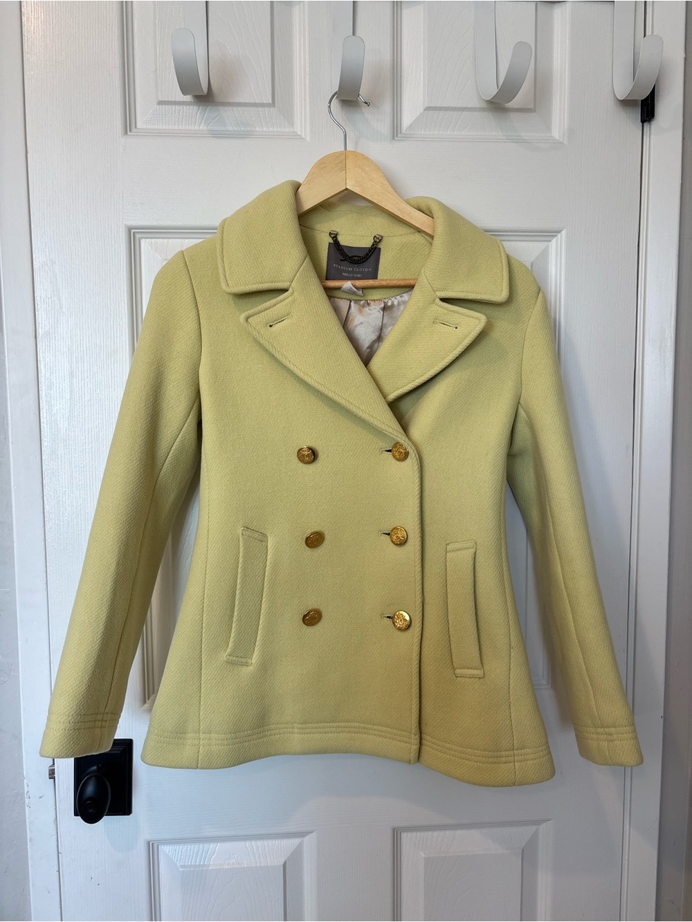 J. Crew Double-Breasted Peacoat in Light Yellow/Chartreuse